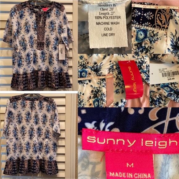 NWT Sunny Leigh Lightweight Silky Floral Tunic Top - Picture 3 of 7